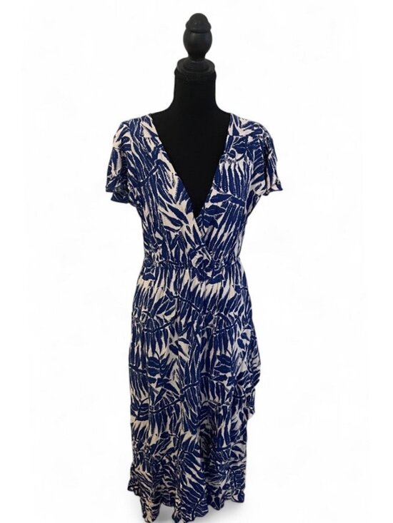 Anthropologie Dresses & Skirts - (SOLD) Kindred Anthropologie Maxi Dress Blue Leaves Flutter Sleeve, XL